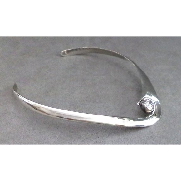 MODERNIST White Topaz STERLING Silver 950 Choker COLLAR  ALICIA Taxco Mexico - Picture 5 of 9